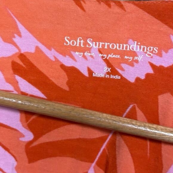 Soft Surroundings Pink And Orange Floral Tunic Top Size 2X - Picture 8 of 9